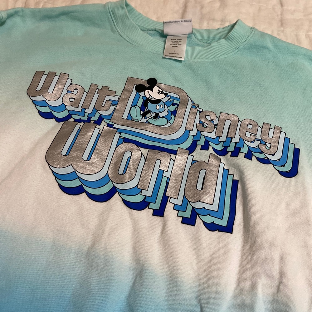 Walt disney world ombre retro sweatshirt L disney parks blues - Picture 6 of 8